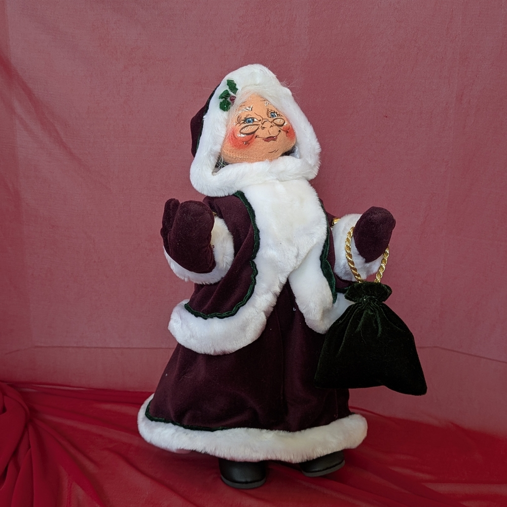 Plush Santa Figurine with Burgundy and White Accents